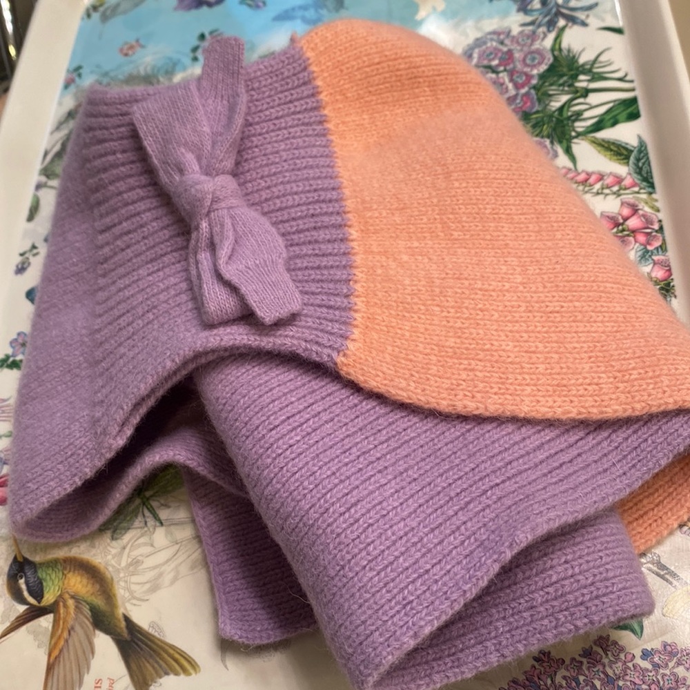 Vintage Portolano Lambswool/Angora Rabbit/nylon knit scarf lavender/pink 38”x 7” - Picture 1 of 5